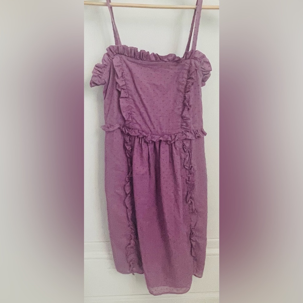 Marc By Marc Jacobs Sleeveless Ruffle Swiss Dot Dress in Dark Lavender size 0